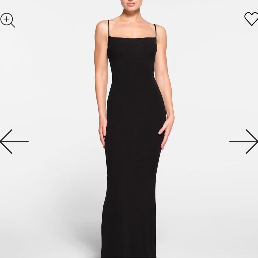 SKIMS long slip dress- black XXS